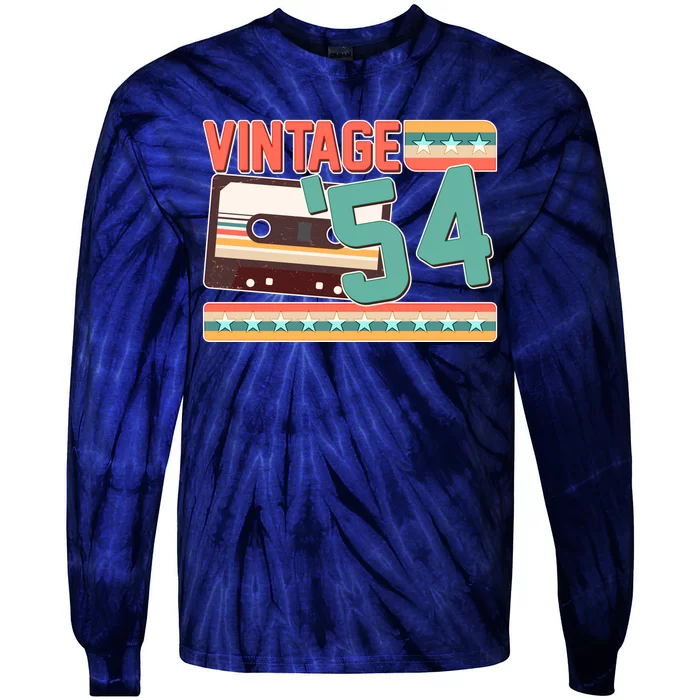 Vintage 1954 70th Birthday Cassette Tape Tie-Dye Long Sleeve Shirt