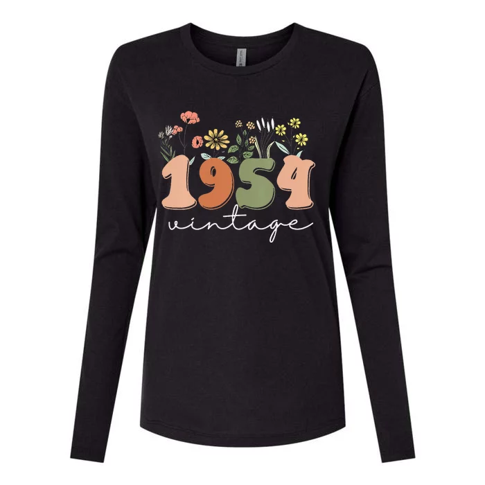 Vintage 1954 70th Birthday Wildflower Womens Cotton Relaxed Long Sleeve T-Shirt