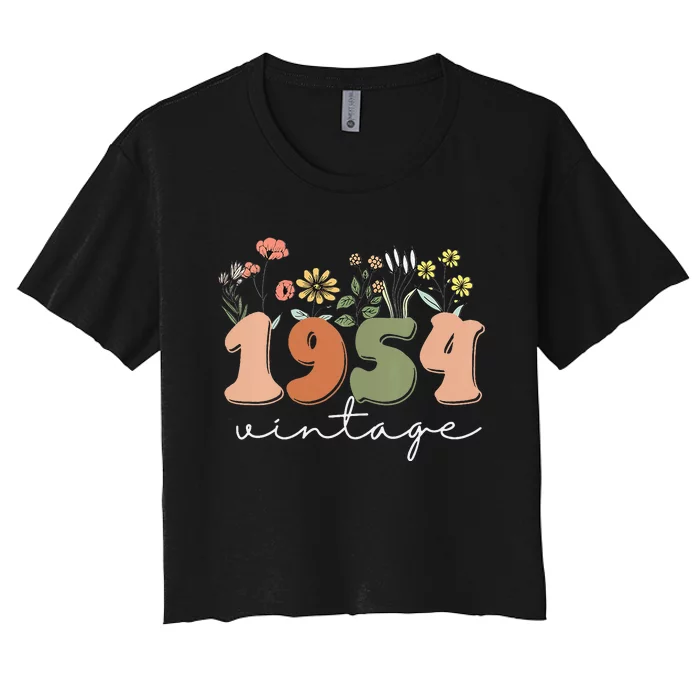 Vintage 1954 70th Birthday Wildflower Women's Crop Top Tee