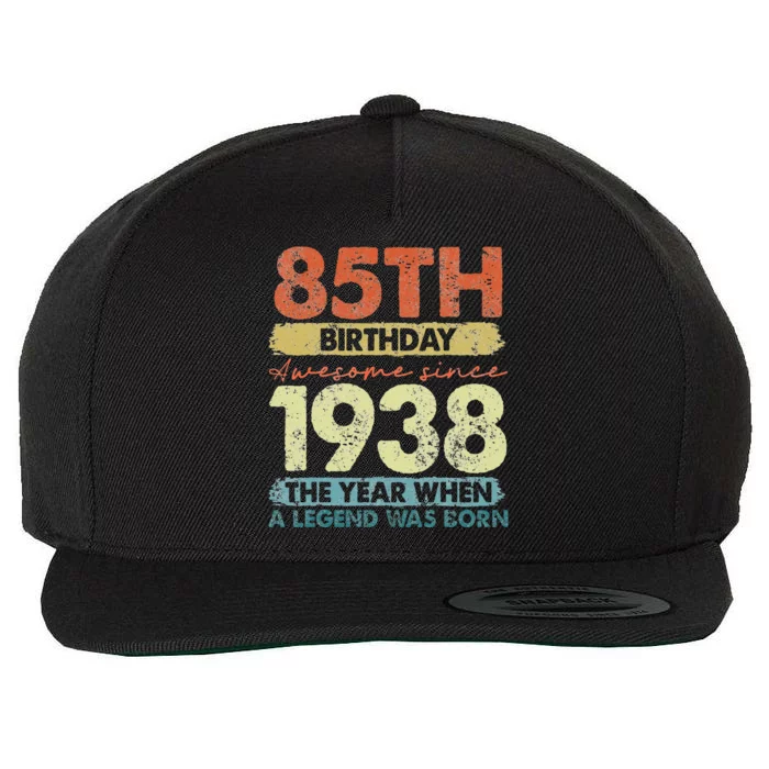 Vintage 1938 85 Year Old Gifts Limited Edition 85th Birthday Wool Snapback Cap