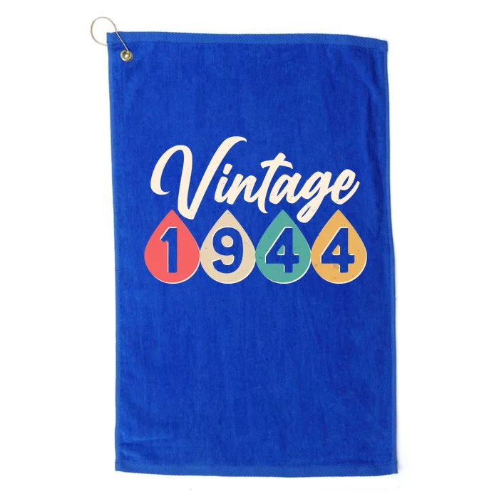 Vintage 1944 80th Birthday Retro Teardrop Design Platinum Collection Golf Towel