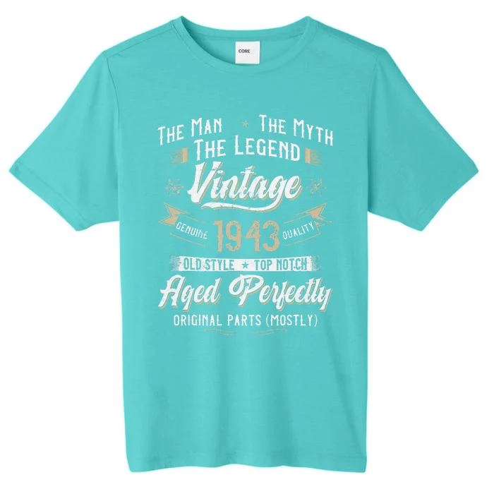 Vintage 1943 80th Birthday Gift 80 Years Old ChromaSoft Performance T-Shirt