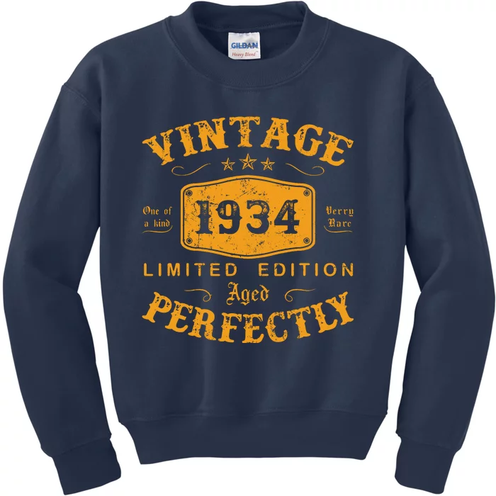 Vintage 1934 88 Birthday Gifts 88th Birthday Gifts Kids Sweatshirt