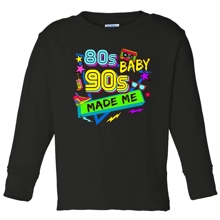 Vintage 1980s 80S Baby 1990s 90S Made Me Retro Nostalgia Toddler Long Sleeve Shirt