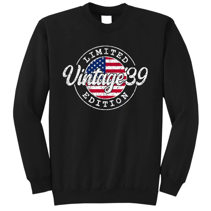 Vintage 1939 85th Birthday Usa Flag Us 85 Year Old American Tall Sweatshirt