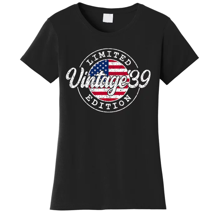 Vintage 1939 85th Birthday Usa Flag Us 85 Year Old American Women's T-Shirt