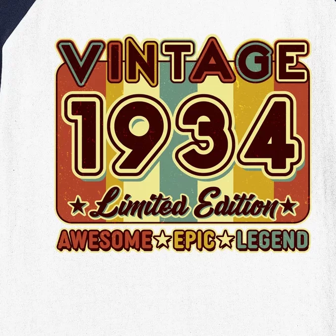 Vintage 1934 90th Birthday Limited Edition Awesome Epic Legend Baseball Sleeve Shirt