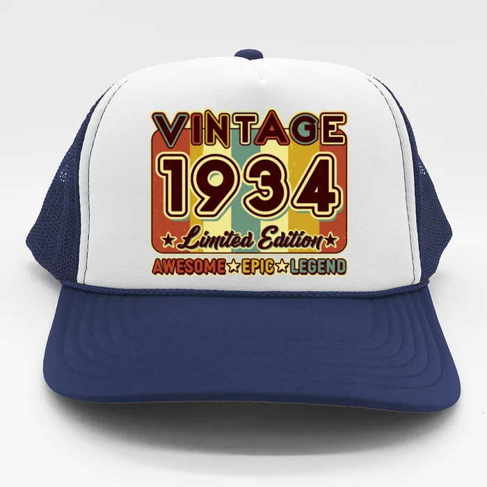 Vintage 1934 90th Birthday Limited Edition Awesome Epic Legend Trucker Hat