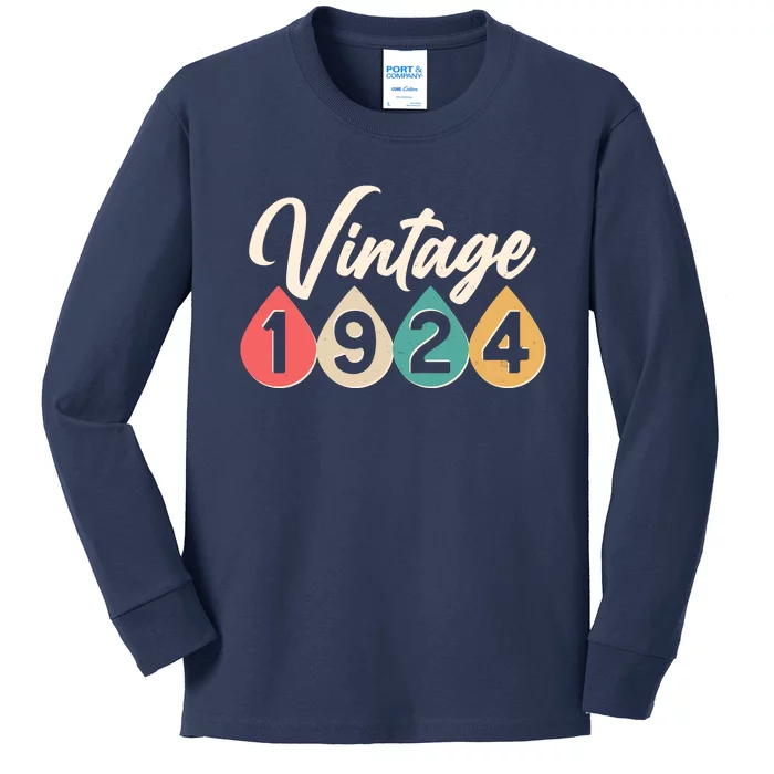 Vintage 1934 90th Birthday Retro Teardrop Design Kids Long Sleeve Shirt