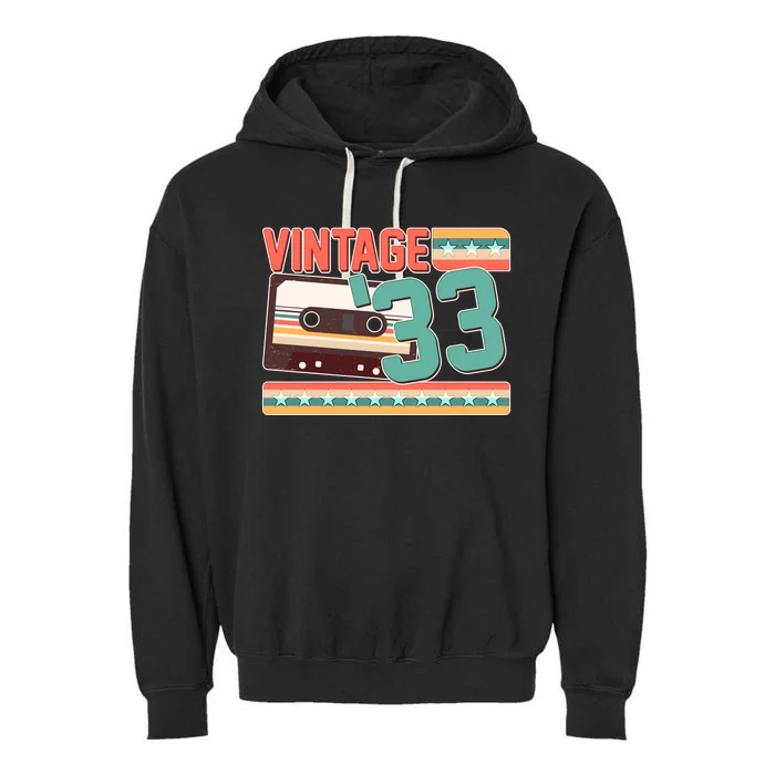 Vintage 1933 90th Birthday Cassette Tape Garment-Dyed Fleece Hoodie