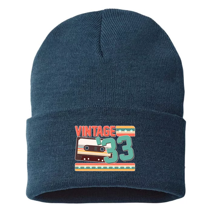 Vintage 1933 90th Birthday Cassette Tape Sustainable Knit Beanie