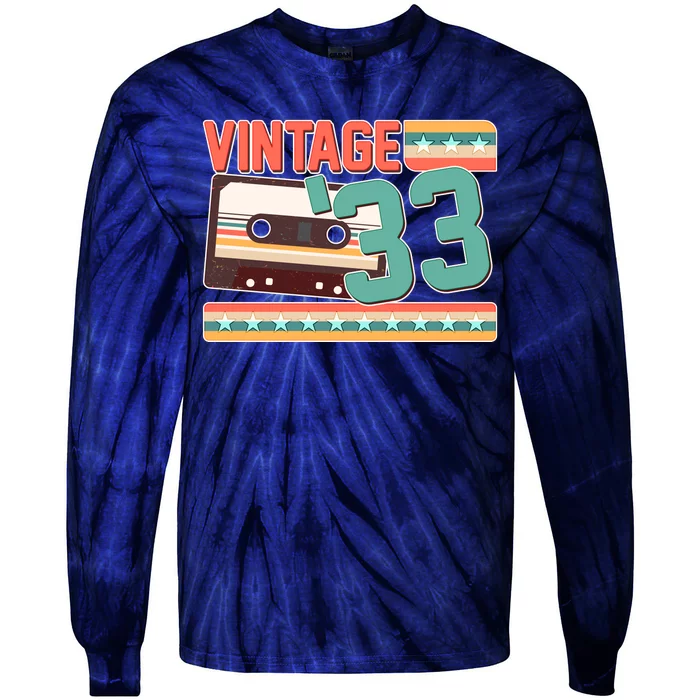 Vintage 1933 90th Birthday Cassette Tape Tie-Dye Long Sleeve Shirt