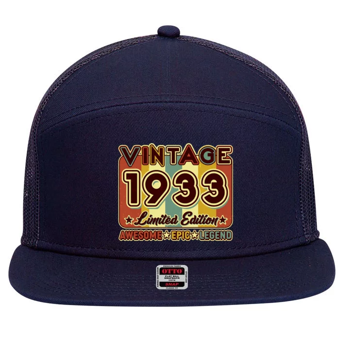 Vintage 1933 90th Birthday Limited Edition Awesome Epic Legend 7 Panel Mesh Trucker Snapback Hat