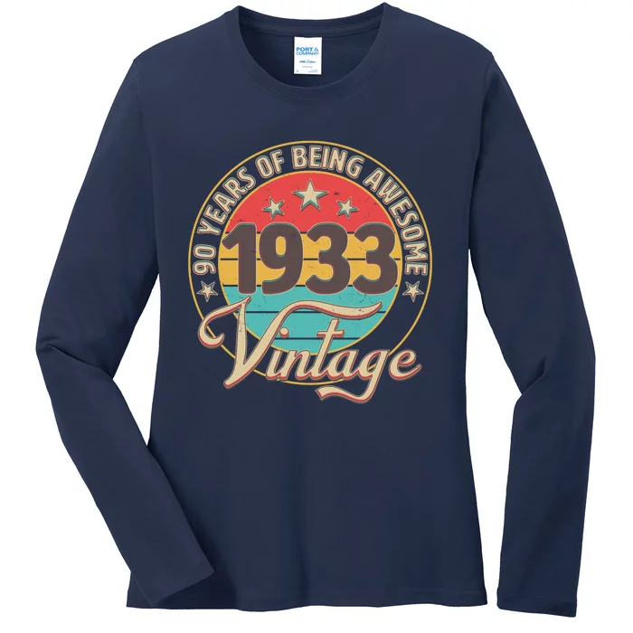 Vintage 1933 90 Years Of Being Awesome Ladies Long Sleeve Shirt