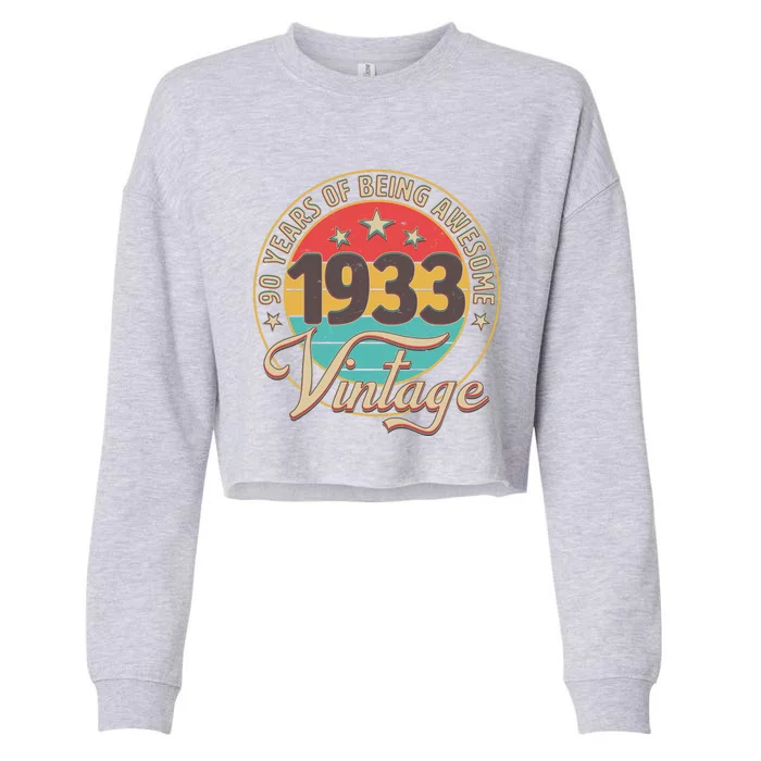 Vintage 1933 90 Years Of Being Awesome Cropped Pullover Crew