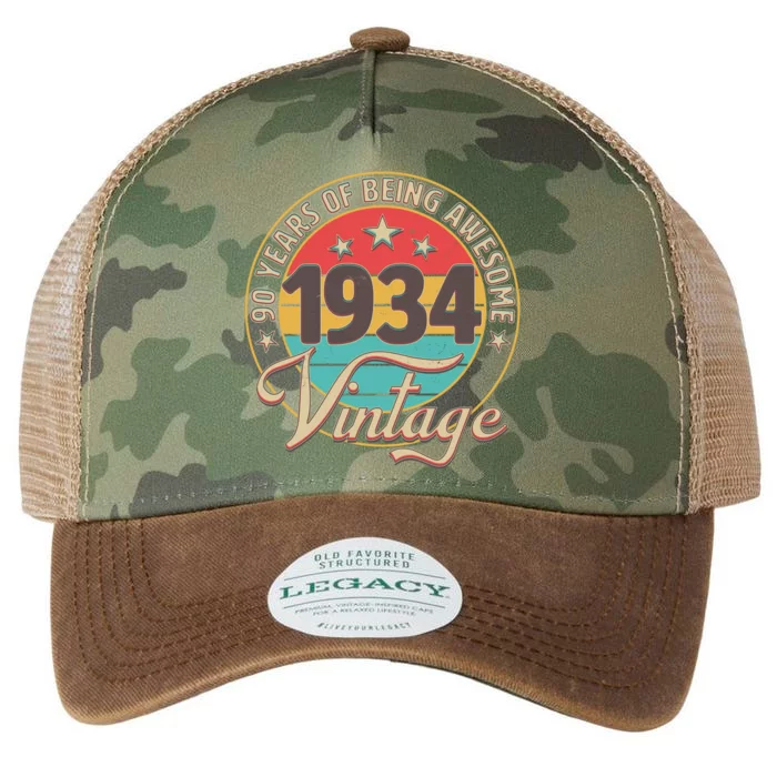 Vintage 1934 90 Years Of Being Awesome Legacy Tie Dye Trucker Hat