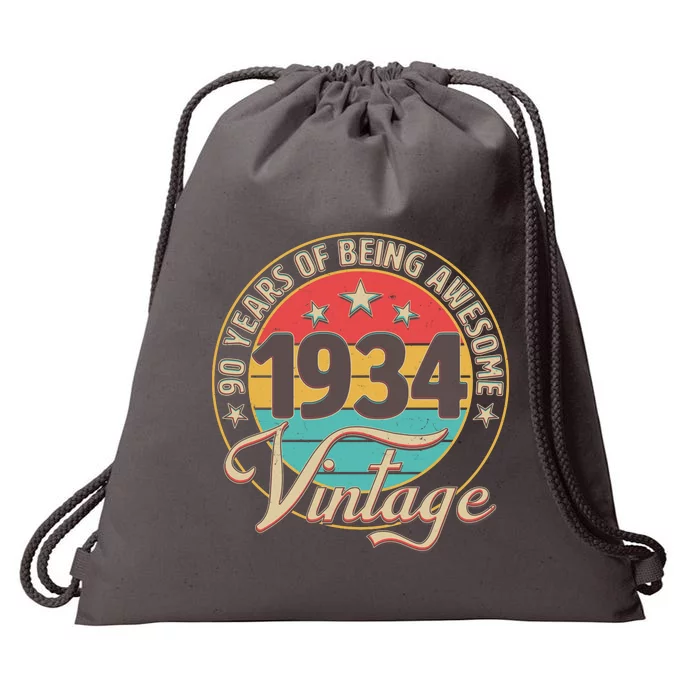 Vintage 1934 90 Years Of Being Awesome Drawstring Bag