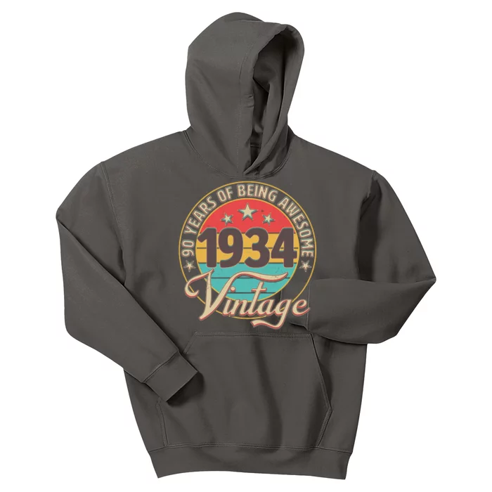 Vintage 1934 90 Years Of Being Awesome Kids Hoodie