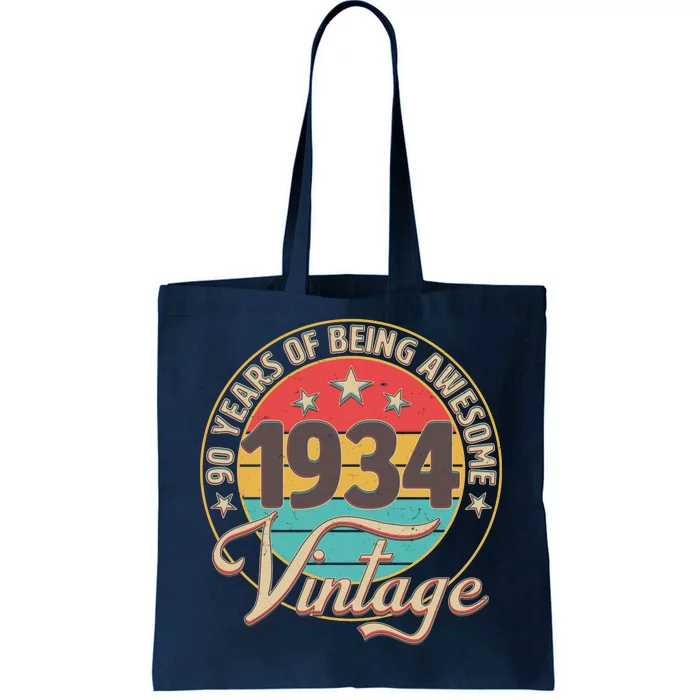 Vintage 1934 90 Years Of Being Awesome Tote Bag