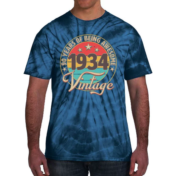 Vintage 1934 90 Years Of Being Awesome Tie-Dye T-Shirt