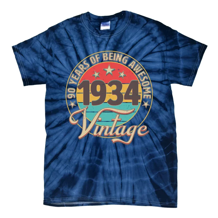 Vintage 1934 90 Years Of Being Awesome Tie-Dye T-Shirt