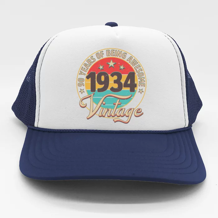 Vintage 1934 90 Years Of Being Awesome Trucker Hat