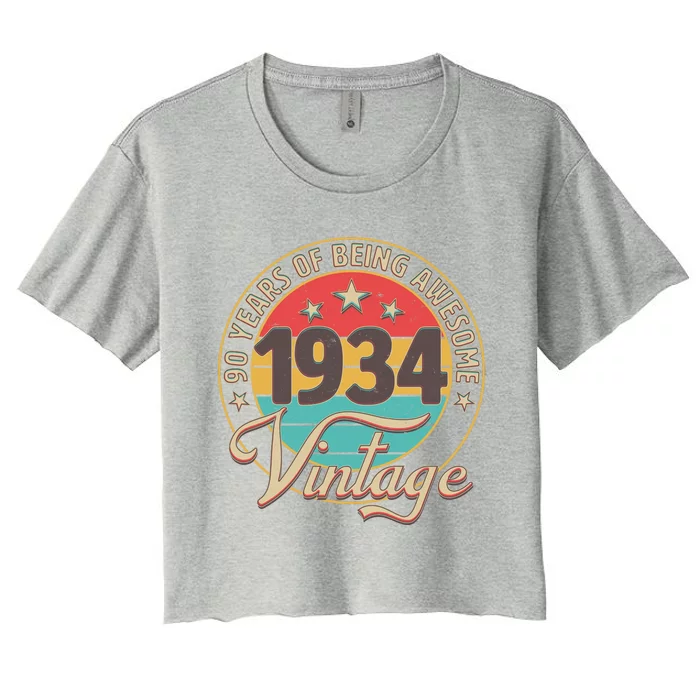 Vintage 1934 90 Years Of Being Awesome Women's Crop Top Tee