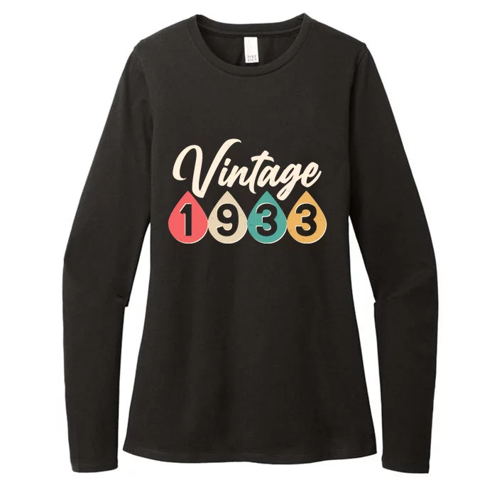 Vintage 1933 90th Birthday Retro Teardrop Design Womens CVC Long Sleeve Shirt