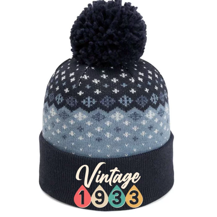 Vintage 1933 90th Birthday Retro Teardrop Design The Baniff Cuffed Pom Beanie