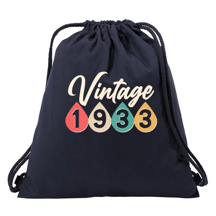 Vintage 1933 90th Birthday Retro Teardrop Design Drawstring Bag