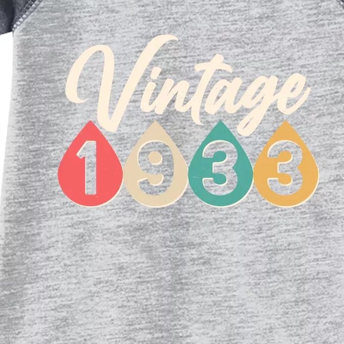 Vintage 1933 90th Birthday Retro Teardrop Design Infant Baby Jersey Bodysuit