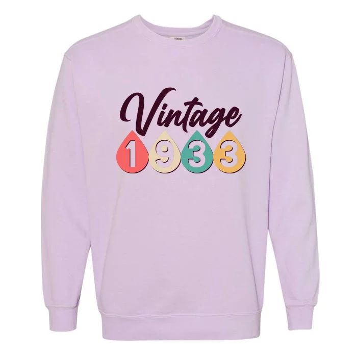 Vintage 1933 90th Birthday Retro Teardrop Design Garment-Dyed Sweatshirt