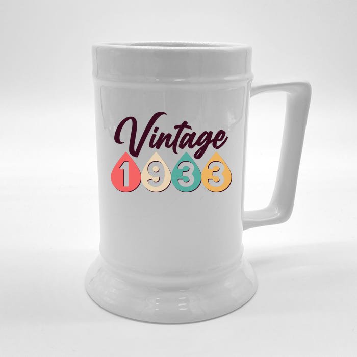 Vintage 1933 90th Birthday Retro Teardrop Design Front & Back Beer Stein