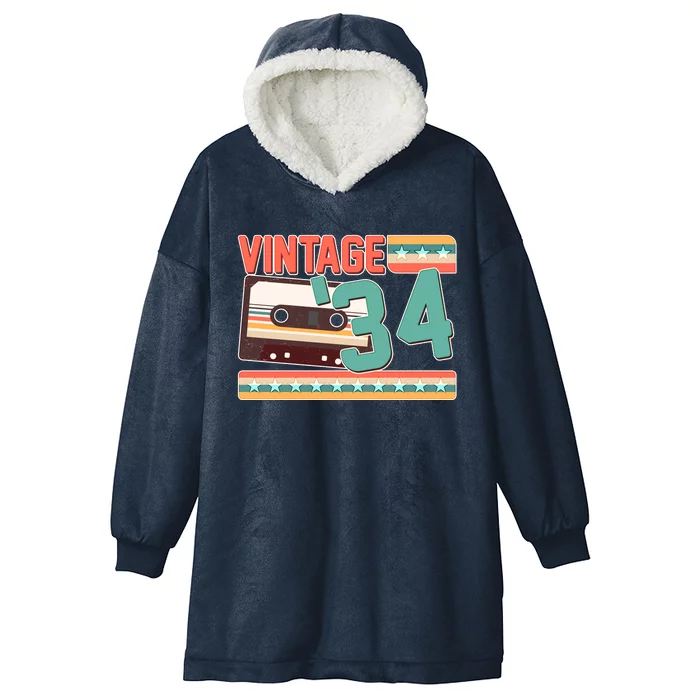 Vintage 1934 90th Birthday Cassette Tape Hooded Wearable Blanket