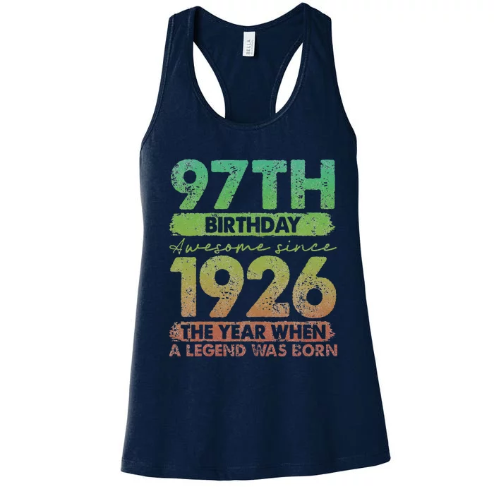 Vintage 1926 97 Year Old Gifts Limited Edition 97th Birthday Women's Racerback Tank