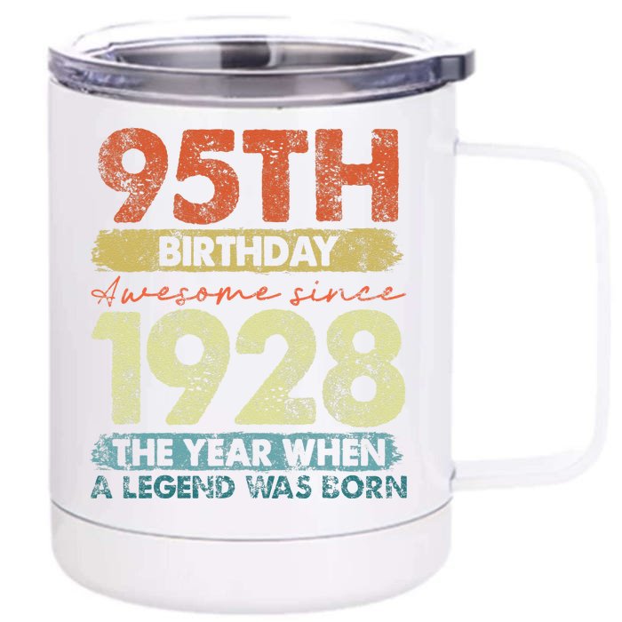 Vintage 1928 95 Year Old Gifts Limited Edition 95th Birthday Front & Back 12oz Stainless Steel Tumbler Cup