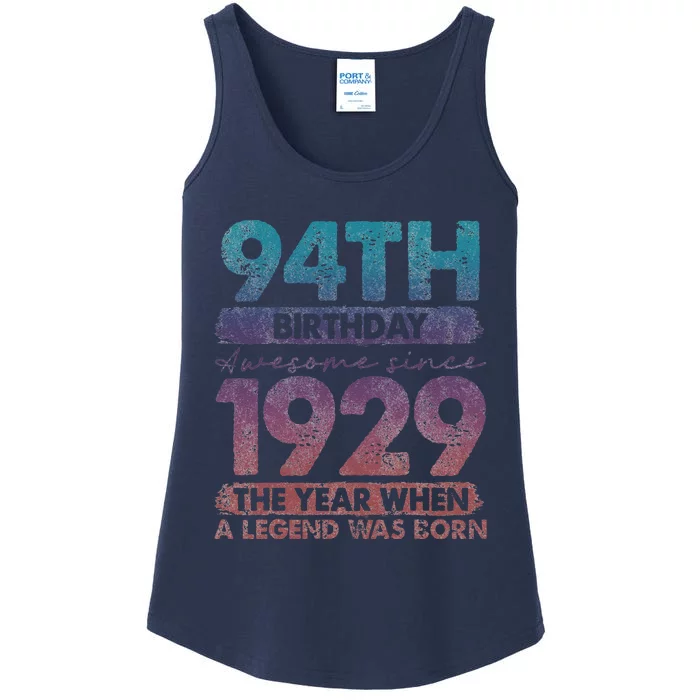 Vintage 1929 94 Year Old Gifts Limited Edition 94th Birthday Ladies Essential Tank