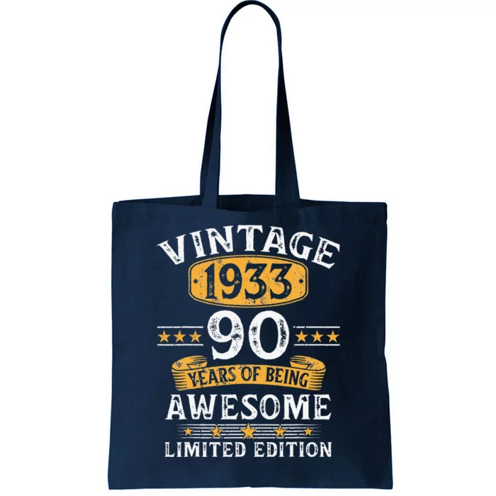 Vintage 1933 90 Years Old 90th Birthday Gifts For Cute Tote Bag