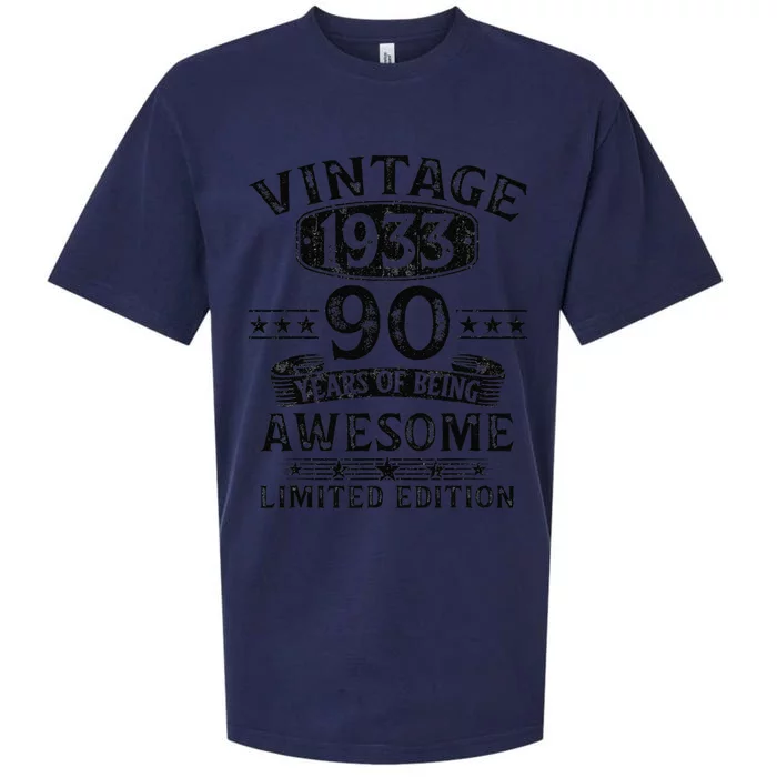 Vintage 1933 90 Years Old 90th Birthday Gifts For Sueded Cloud Jersey T-Shirt