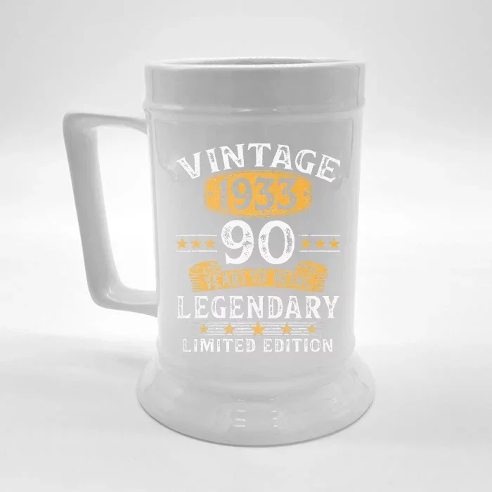 Vintage 1933 90 Years Old Gifts 90th Birthday Gift For Front & Back Beer Stein