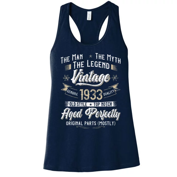 Vintage 1933 90th Birthday Gift 90 Years Old Women's Racerback Tank