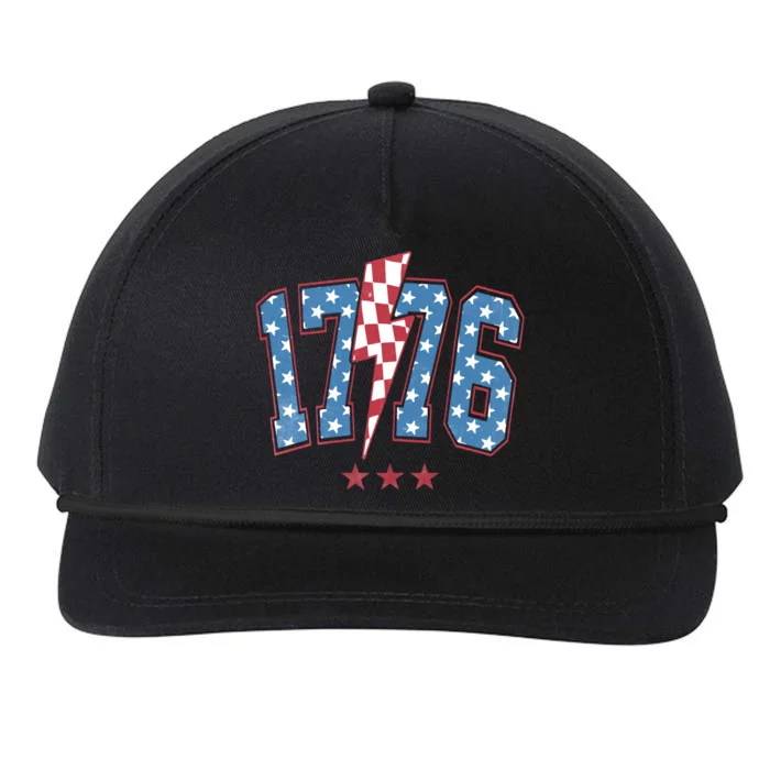 Vintage 1776 American Flag With Stars Snapback Five-Panel Rope Hat