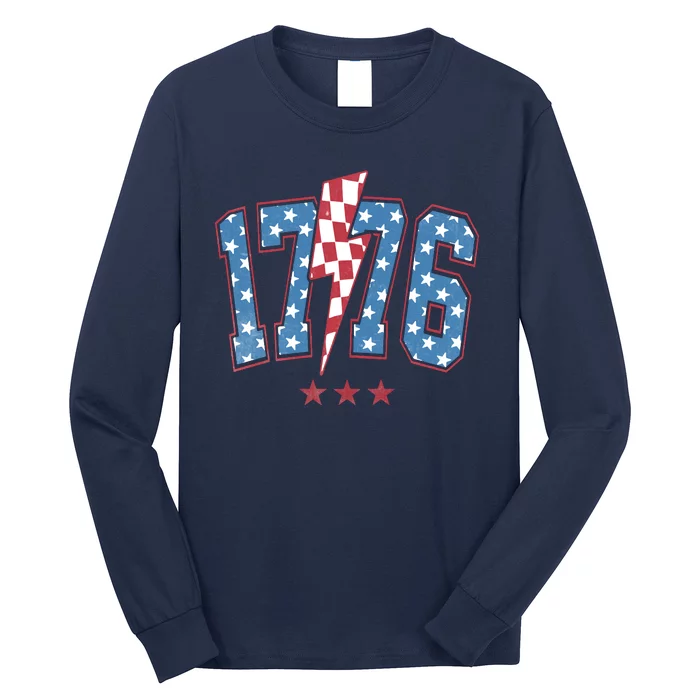 Vintage 1776 American Flag With Stars Long Sleeve Shirt