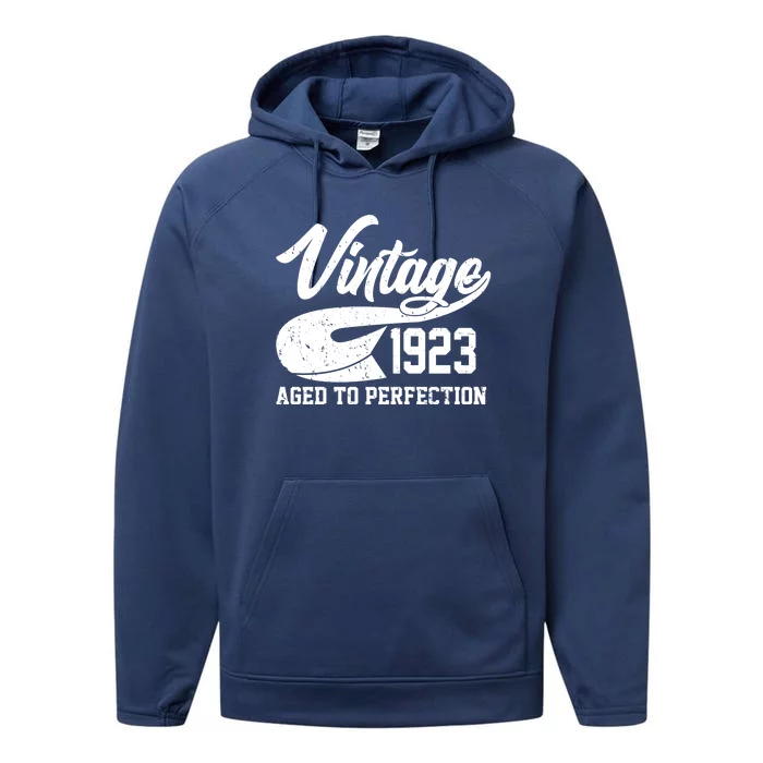 Vintage 1923 Aged To Perfection 100th Birthday Performance Fleece Hoodie