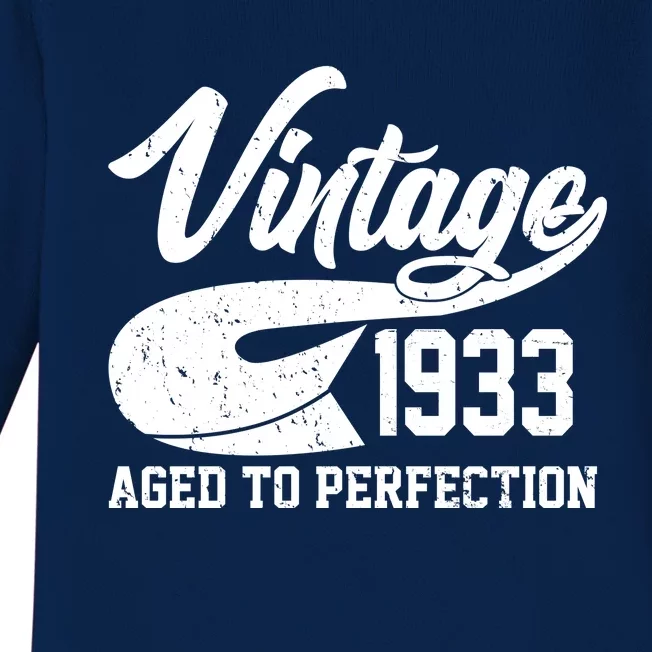 Vintage 1933 Aged To Perfection 90th Birthday Baby Long Sleeve Bodysuit