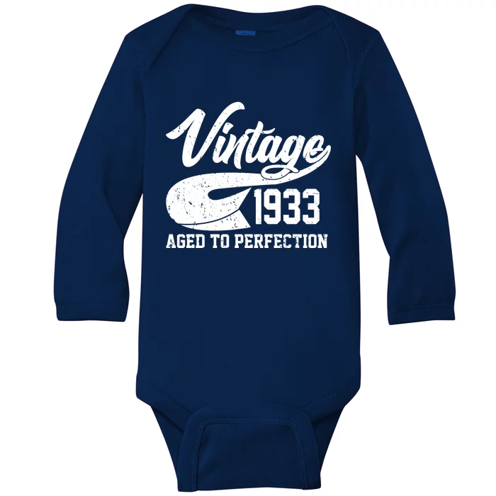 Vintage 1933 Aged To Perfection 90th Birthday Baby Long Sleeve Bodysuit