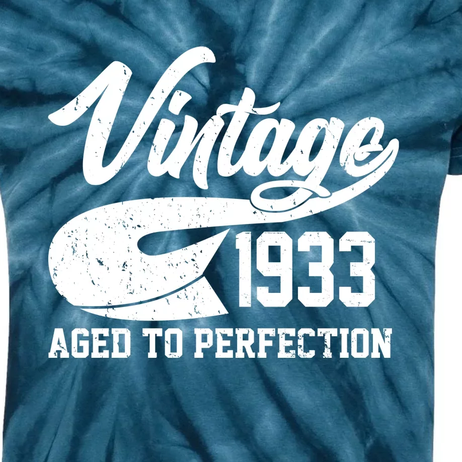 Vintage 1933 Aged To Perfection 90th Birthday Kids Tie-Dye T-Shirt