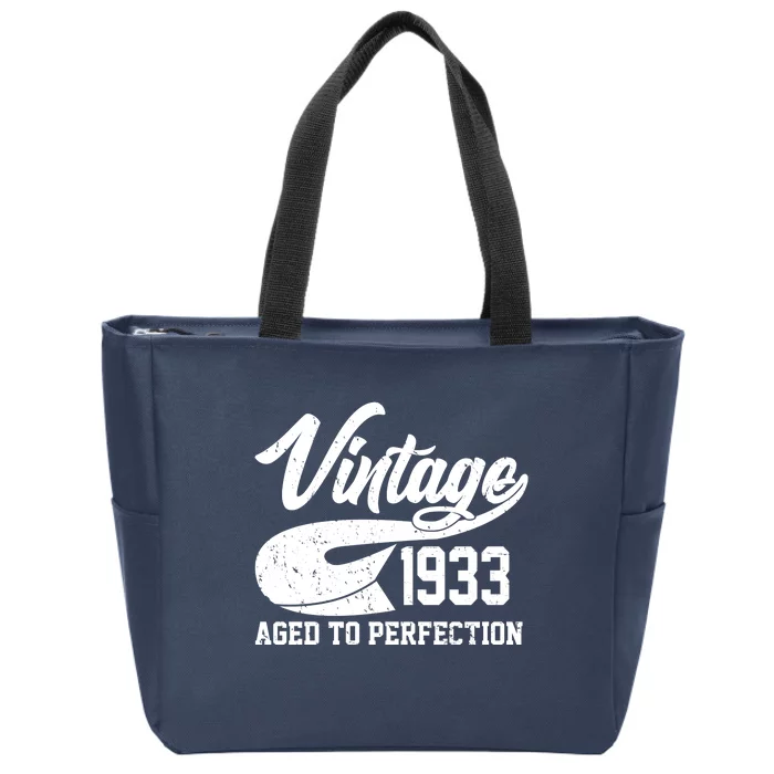 Vintage 1933 Aged To Perfection 90th Birthday Zip Tote Bag