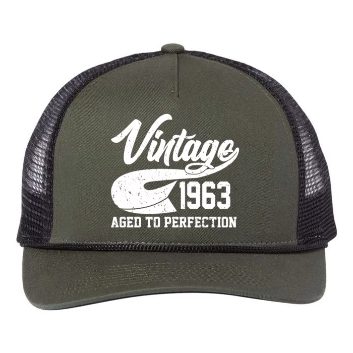 Vintage 1963 Aged To Perfection 60th Birthday Retro Rope Trucker Hat Cap