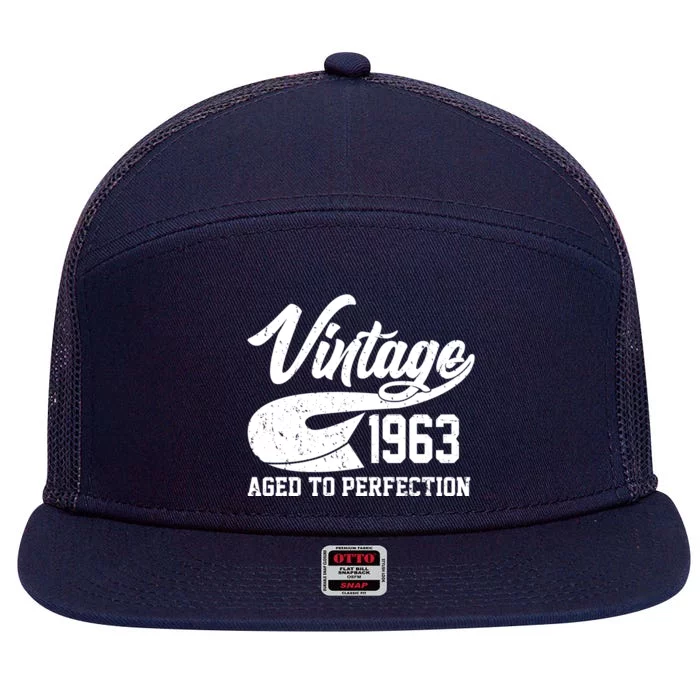 Vintage 1963 Aged To Perfection 60th Birthday 7 Panel Mesh Trucker Snapback Hat